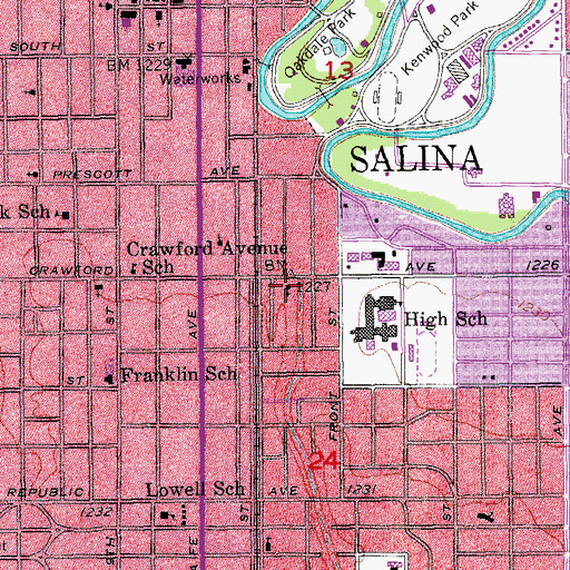 Topographic Map of Grace Baptist Temple, KS