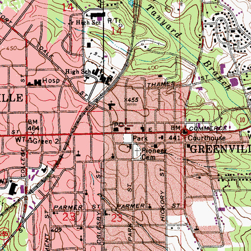 Topographic Map of Greenville Fire Department Station 1, AL