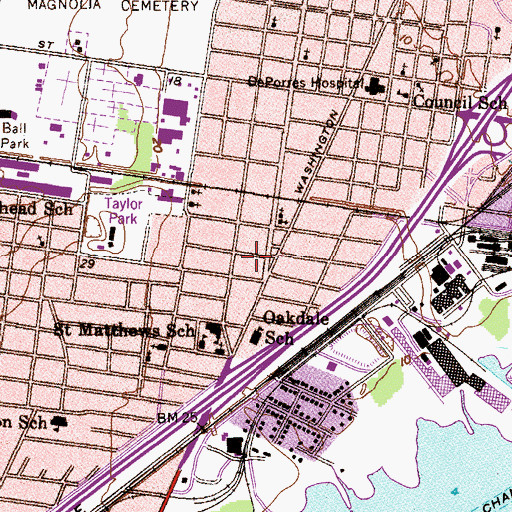 Topographic Map of Mobile Fire Rescue Department John D Willett Fire Station, AL