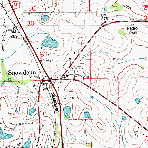 Topographic Map of Snowdoun Volunteer Fire Department, AL