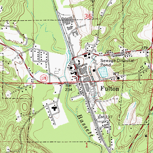 Topographic Map of Fulton Volunteer Fire Department Station 1, AL