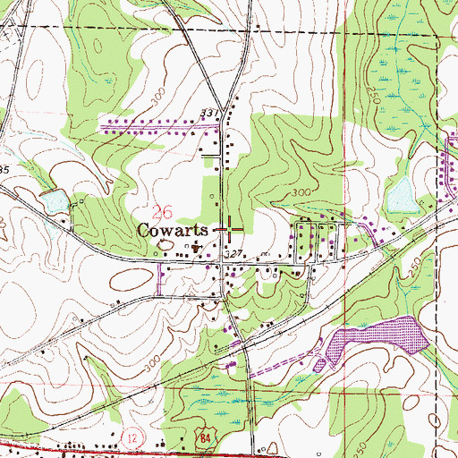 Topographic Map of Cowarts Volunteer Fire Department, AL