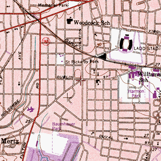 Topographic Map of Mobile Fire Rescue Department Station 9, AL