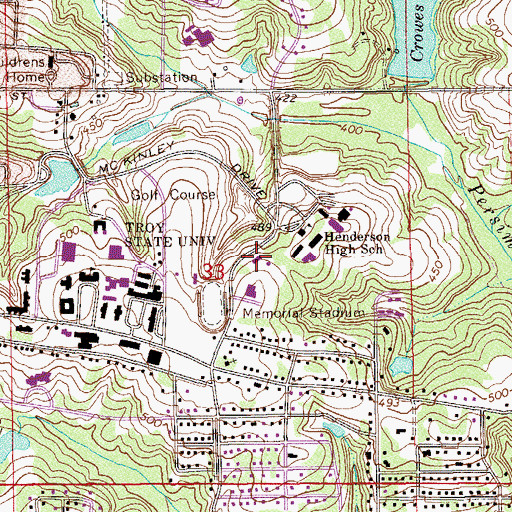 Topographic Map of Troy Fire Department Station 2, AL