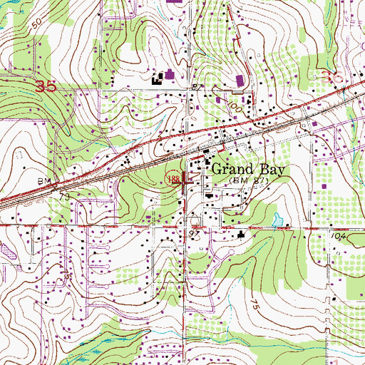Topographic Map of Grand Bay Volunteer Fire Department, AL