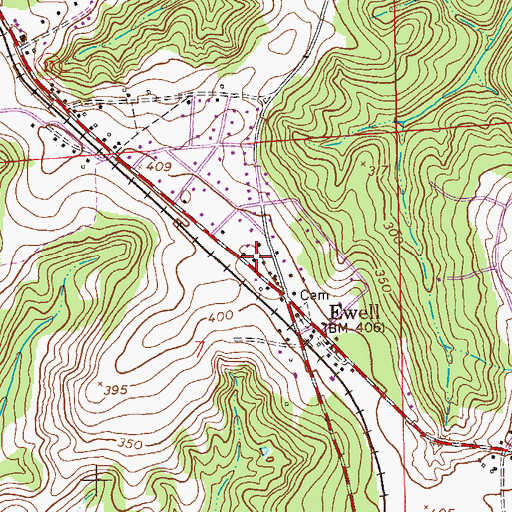 Topographic Map of Ewell Fire Department, AL