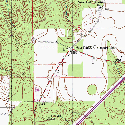 Topographic Map of Barnett Crossroads Volunteer Fire Department, AL