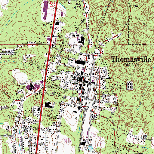 Topographic Map of Thomasville Fire Department Station 1, AL