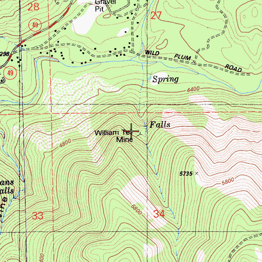 Topographic Map of William Tell Mine, CA