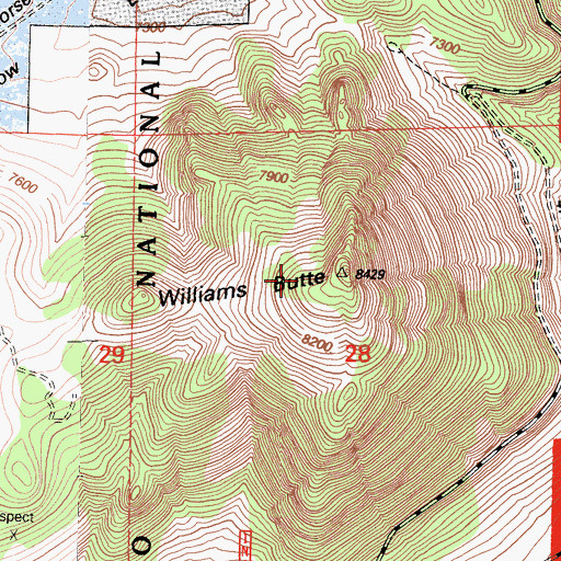 Topographic Map of Williams Butte, CA