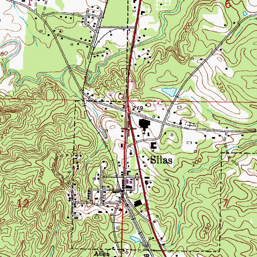 Topographic Map of Silas Volunteer Fire Department, AL