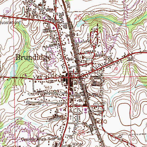 Topographic Map of Brundidge Volunteer Fire Department, AL