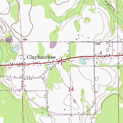 Topographic Map of Clayhatchee Volunteer Fire Department, AL