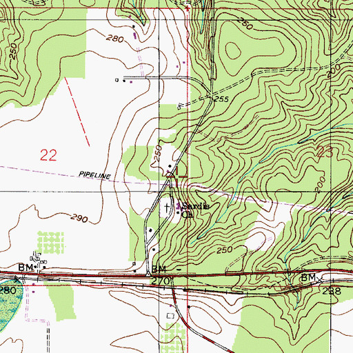 Topographic Map of Wawbeek Volunteer Fire Department, AL