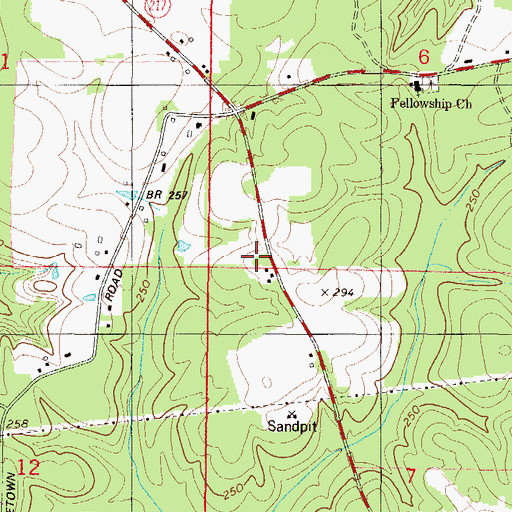 Topographic Map of Georgetown Fellowship Volunteer Fire Department Station 2, AL