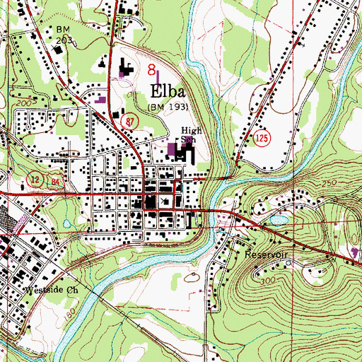 Topographic Map of Elba Volunteer Fire Department, AL