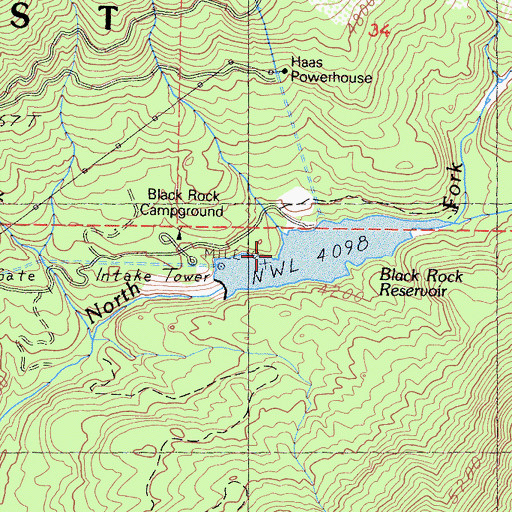 Topographic Map of Williams Creek, CA