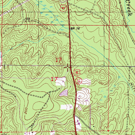 Topographic Map of Oak Grove Volunteer Fire Department, AL