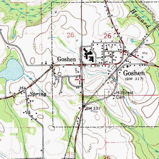 Topographic Map of Goshen Volunteer Fire Department, AL