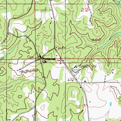 Topographic Map of Pentacost Volunteer Fire Department, AL