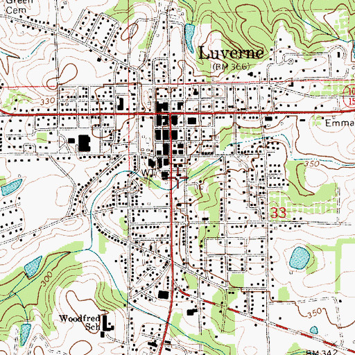 Topographic Map of Luverne Fire Department, AL