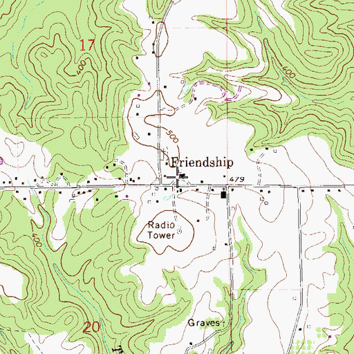 Topographic Map of Friendship Volunteer Fire Department, AL