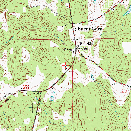 Topographic Map of Burnt Corn Volunteer Fire Department, AL