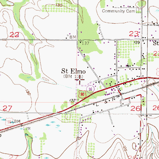 Topographic Map of Saint Elmo - Irvington Volunteer Fire Department Station 2, AL