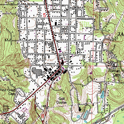 Topographic Map of Jackson Fire Department Station 2, AL