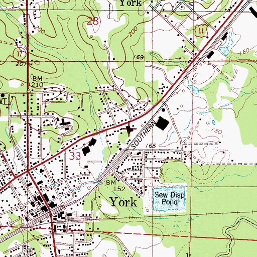 Topographic Map of York Fire Department, AL