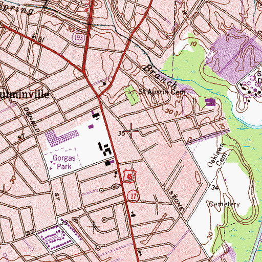 Topographic Map of Mobile Fire Rescue Department Toulminville Fire Station, AL