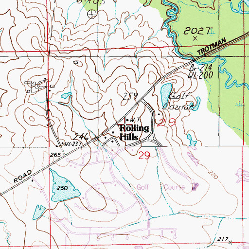 Topographic Map of Rolling Hills Lakes Volunteer Fire Department, AL