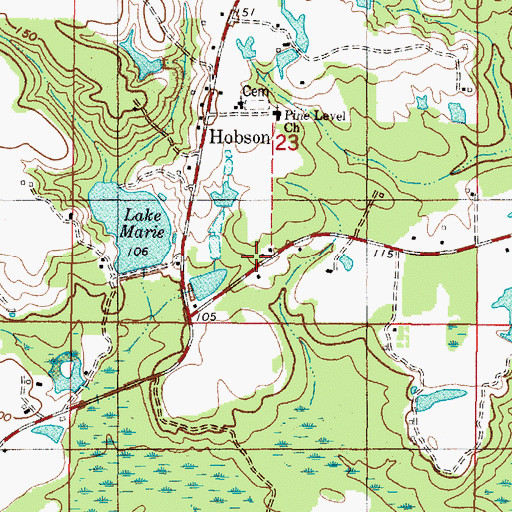 Topographic Map of Hobson Volunteer Fire Department, AL