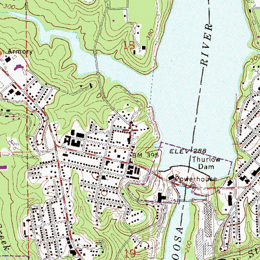 Topographic Map of Tallassee Fire Department Station 1, AL