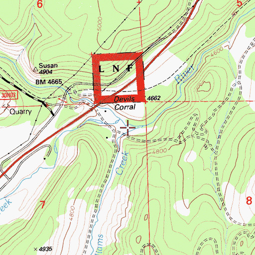 Topographic Map of Williams Creek, CA