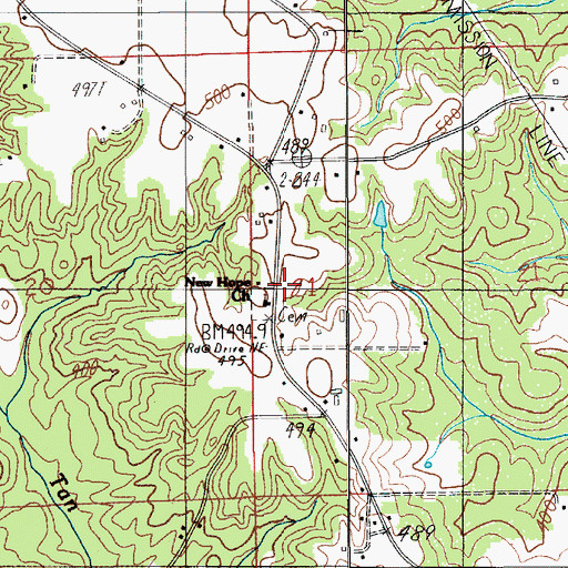 Topographic Map of Lightwood Volunteer Fire Department, AL