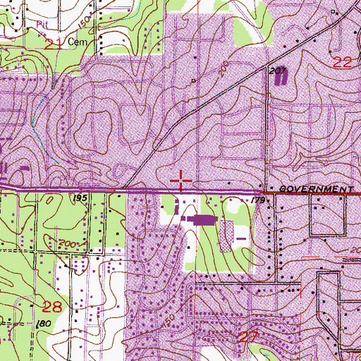 Topographic Map of Mobile Fire Rescue Department MS Tapia Fire Station, AL