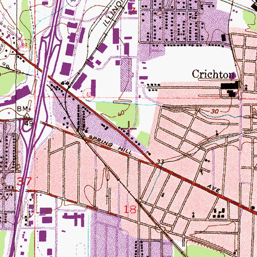Topographic Map of Mobile Fire Rescue Department Gus Rehm Fire Station, AL
