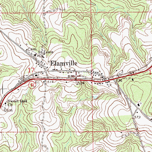 Topographic Map of Elamville Fire Department, AL