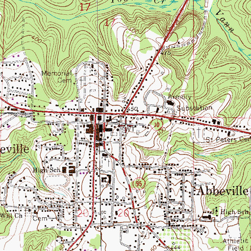 Topographic Map of Abbeville Fire and Rescue, AL