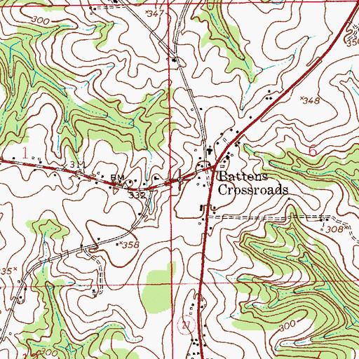 Topographic Map of Battens Volunteer Fire Department, AL