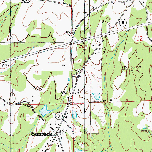 Topographic Map of Santuck Volunteer Fire Department, AL