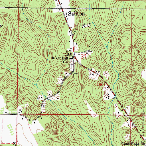 Topographic Map of Salitpa Fire Department, AL