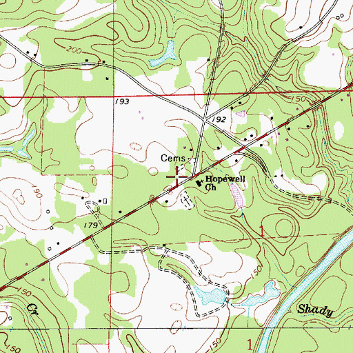 Topographic Map of Hopewell Volunteer Fire Department, AL