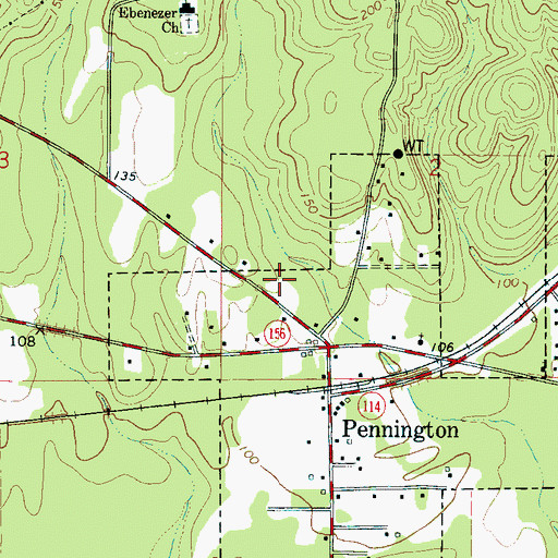 Topographic Map of Pennington Volunteer Fire Department, AL