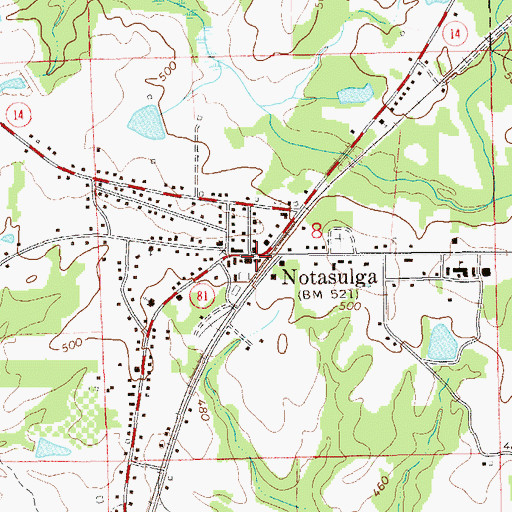 Topographic Map of Notasulga Volunteer Fire Department, AL