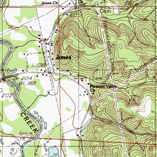 Topographic Map of Jones Volunteer Fire Department, AL