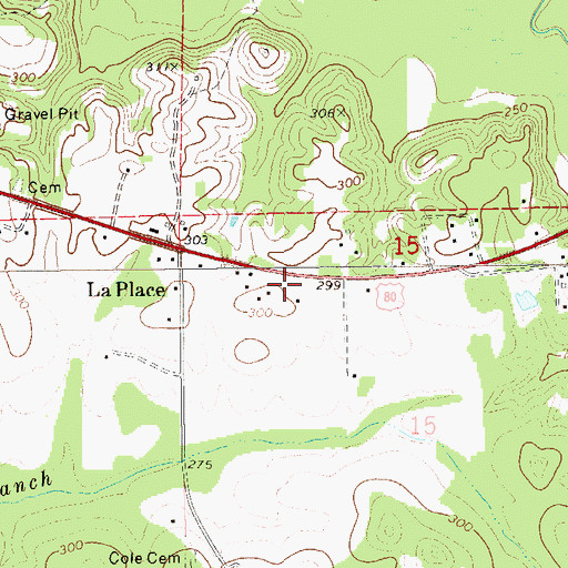 Topographic Map of District 3 Volunteer Fire Department, AL