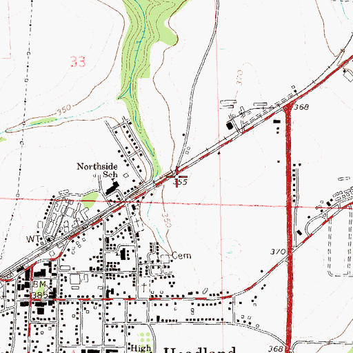 Topographic Map of Headland Fire Rescue, AL