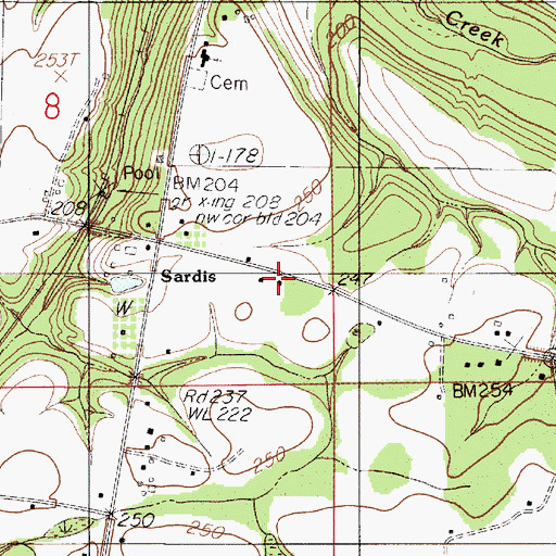 Topographic Map of Sardis Volunteer Fire Department, AL